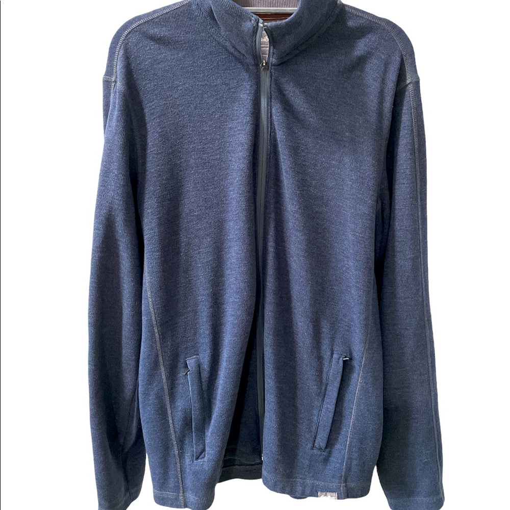 Eddie Bauer Full Zip Navy Sweater- Large Tall